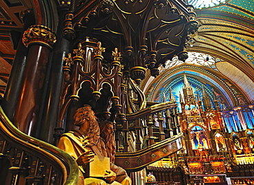 Interior view of Notre Dame Cathedral, Quebec, Canada, North America