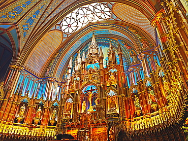 Interior view of Notre Dame Cathedral, Quebec, Canada, North America