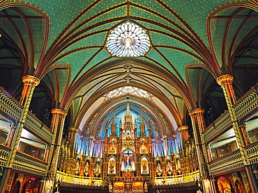 Interior view of Notre Dame Cathedral, Quebec, Canada, North America