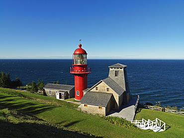 Historic lighthouse where Marconi installed North America's first maritime radio station in 1904, Pointe-a-la-Renommee, Gaspesie, Quebec, Canada, North America