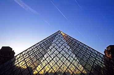 Pyramid by I M Pei, Louvre, Paris, France, Europe