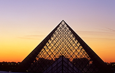 The Pyramid by I M Pei at the Louvre, Paris, France, Europe