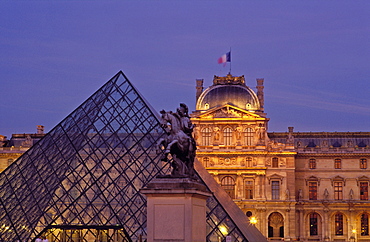 The Louvre and Pyramid by I M Pei, Paris, France, Europe