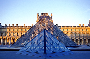 The Louvre and Pyramid by I M Pei, Paris, France, Europe