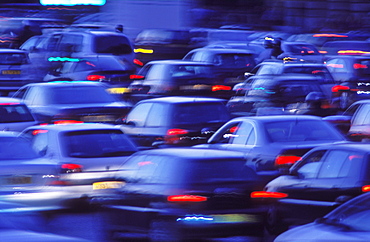 Traffic blurred at rush hour, Paris, France, Europe