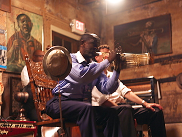 Trumpet player, Preservation Hall, French Quarter, New Orleans, Louisiana, United States of America, North America