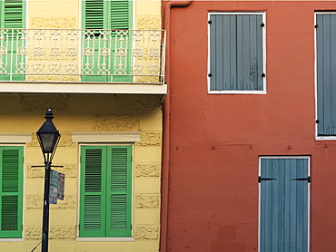 Shuttered windows on building, French Quarter, New Orleans, Louisiana, United States of America, North America