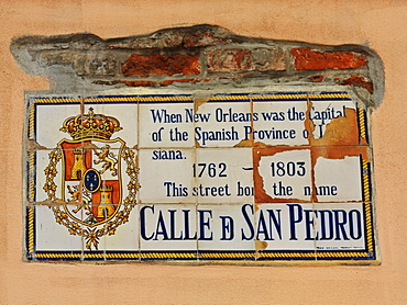 Street sign on side of building, French Quarter, New Orleans, Louisiana, United States of America, North America