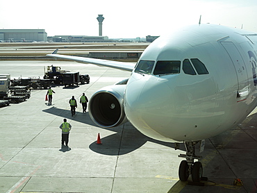 Plane being prepared for flight, Pearson International Airport, Toronto, Ontario, Canada, North America