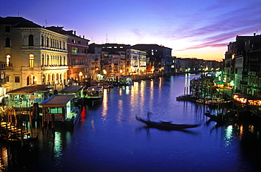 The Grand Canal at night, Venice, UNESCO World Heritage Site, Veneto, Italy, Europe