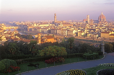 Overview of the city skyline from Piazza Michelangelo, Florence, Tuscany, Italy, Europe