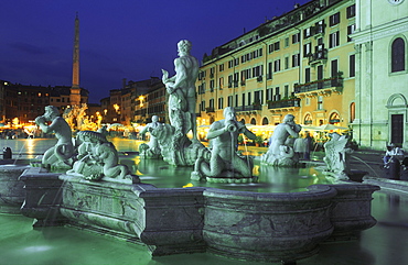 Fontana del Moro, remodelled in 1653 by Bernini, Piazza Navona, Rome, Lazio, Italy, Europe