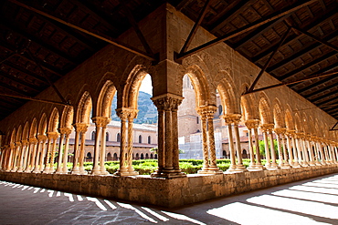 Santa Maria Nuova Cathedral, the cloister, Monreale, Palermo, Sicily, Italy, Europe