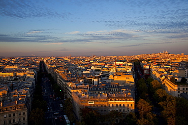 View of Paris from the top of the Arc de Triomphe, Paris, France, Europe