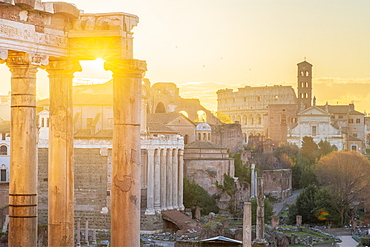 Forum at sunrise, UNESCO World Heritage Site, Rome, Lazio, Italy, Europe