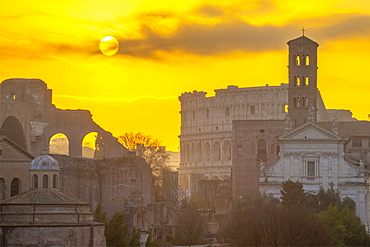 Forum at sunrise, UNESCO World Heritage Site, Rome, Lazio, Italy, Europe