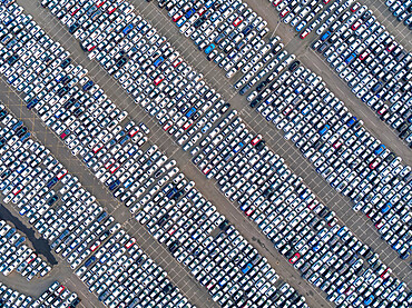 New cars, Tilbury Docks, Tilbury, Port of London, Essex, England, United Kingom, Europe