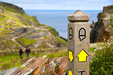 Public footpath sign, Tintagel, Cornwall, England, United Kingdom, Europe