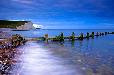 Seven Sisters Cliffs from Cuckmere Haven Beach, South Downs, East Sussex, England, United Kingdom, Europe