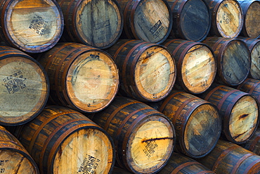 Casks (barrels), Port Askaig, Islay, Argyll and Bute, Scotland, United Kingdom, Europe