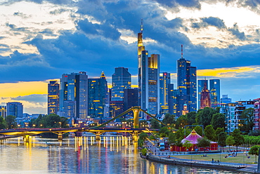 City skyline and River Main, Frankfurt am Main, Hesse, Germany, Europe