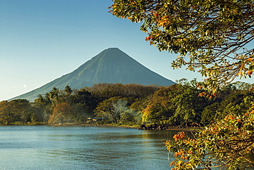 Active Concepcion Volcano seen from Merida in the island's Southeast, Merida, Volcan Maderas, Omotepe Island, Lake Nicaragua, Nicaragua, Central America