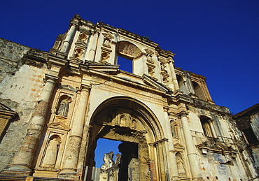 Church of San Augustin in Antigua, Guatemala,  Regular Damage by Earthquakes has led to Antigua's Decline