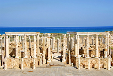 Stage with many pillars Roman theatre Leptis Magna Libya