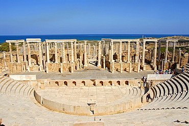 Tribune and stage with many pillars Roman theatre Leptis Magna Libya