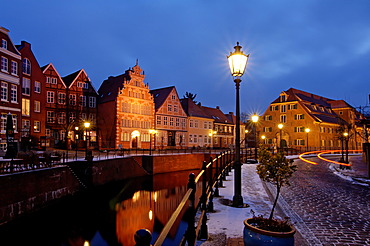 Stade west of Hamburg at the Elbe Lower Saxony Germany framework houses at the old Harbour am Alten Hafen