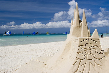 Sand castle on White Beach, Boracay, Philippines