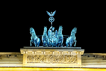 Brandenburger Tor with Quadriga at night Berlin Germany