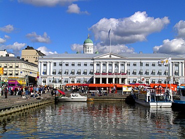 Harbour bassin at the central market in front of the townhall in Helsinki Finland