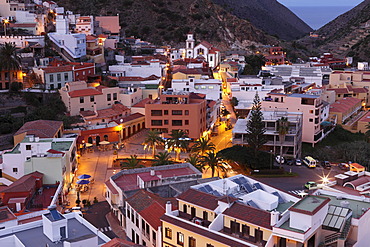 Vallehermoso at dusk, La Gomera, Canary Islands, Spain, Europe