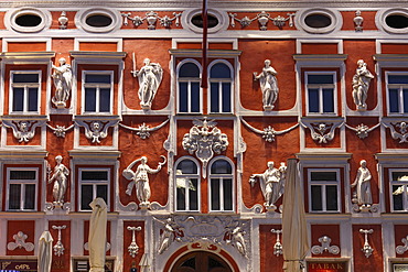 Facade of the Hacklhaus building, Leoben, Upper Styria, Styria, Austria, Europe, PublicGround