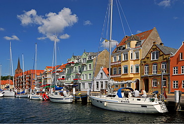 Sailing boats in the harbour of Sonderborg, Region Syddanmark, Denmark, Skandinavia, Europe