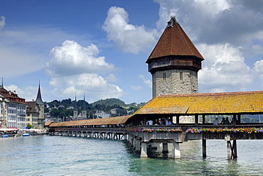 Lucerne - the chappel\'s Bridge an old part of town - Switzerland, Europe.