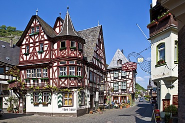 View of the old house in the old town of Bacharch, Unesco World Heritage Upper Middle Rhine Valley, Bacharach, Rhineland Palatinate, Germany, Europe