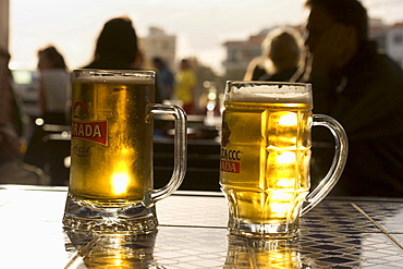 Beer glasses Valle Gran Rey La Gomera Canary Islands