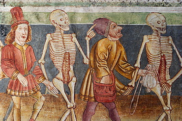 Danse macabre - Frescos in the church Sv. Trojica ( Hl. Trinity ) in Hrastovlje - painted 1490 by Johannes von Kastav - Slovenia