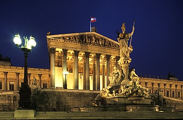 Parliament and Palas Athena fountain , Vienna Austria