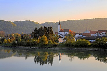 Marktl, view over Inn river, Upper Bavaria, Germany