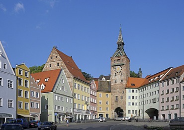 Schmalzturm tower, main square, Landsberg am Lech, Bavaria, Germany, Europe