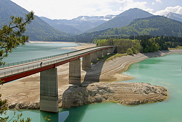 Water shortage in April 2007, Lake Sylvenstein, Upper Bavaria, Germany