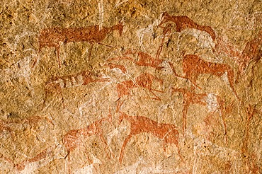 Prehistoric rock painting at Jebel Uweinat, Jabal al Awaynat, Libya