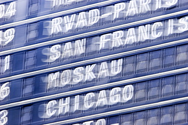 Info sign at the airport, blurred