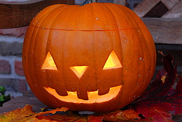 Pumpkin with carved face