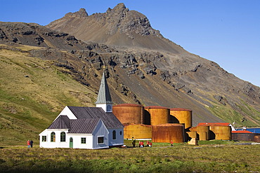 Church of Grytviken, former whaling station, King Edward Cove, South Georgia, South Sandwich Islands, British Overseas Territory, South Atlantic Ocean, Subantarctic, Antarctica