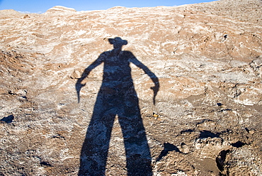 Gunfighter as shadow, Atacama Desert, Chile, South America