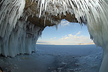 Ice cave on Olkhon island, Lake Baikal, Siberia, Russia, Eurasia, Europe